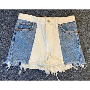 Levi's Premium Denim Wedgie Shorts Button Fly Two Tone Blue White Size 26